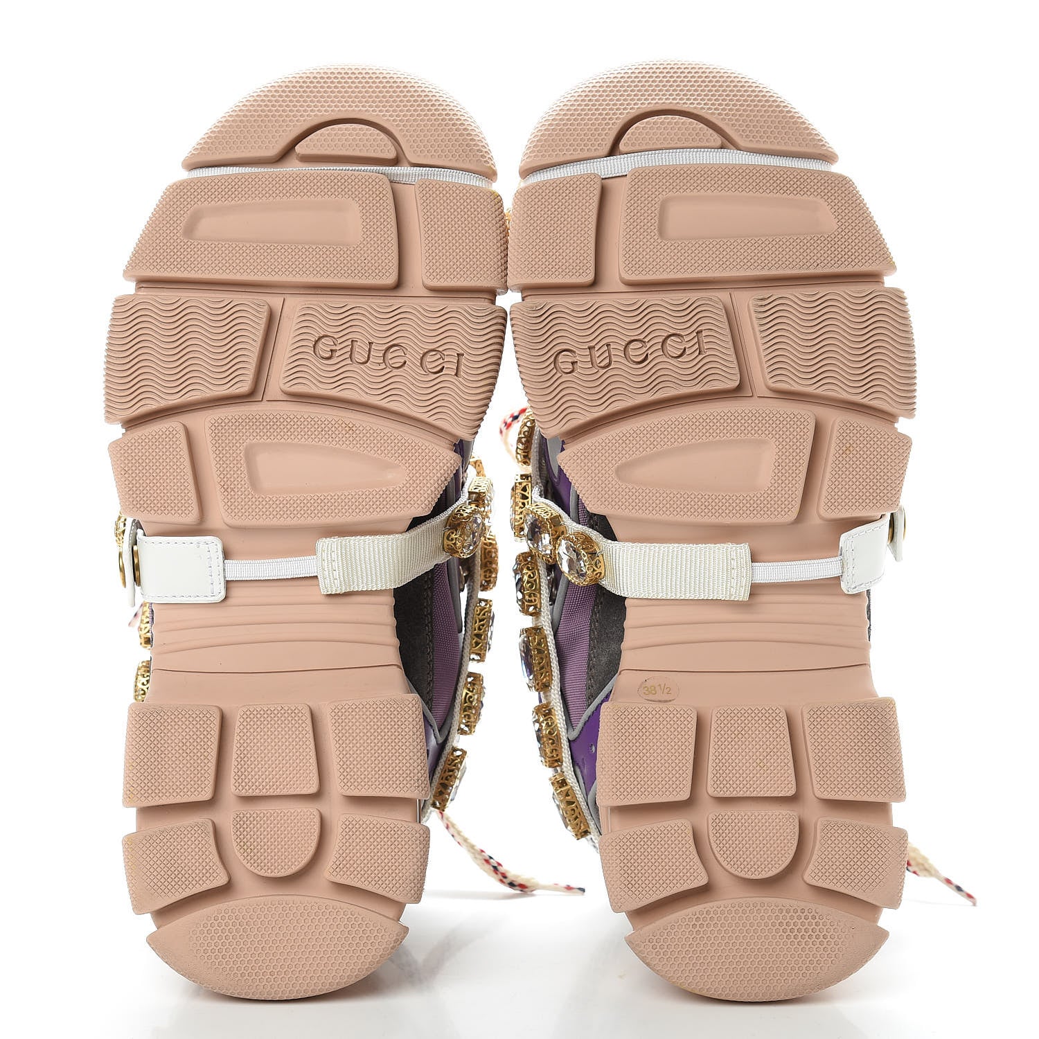 Gucci X SEGA Nylon Calfskin Suede Removable Crystals Womens Flashtrek Sneakers 38.5 New Lavender Loess Shine Purple 7 of 13