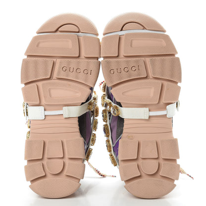 Gucci X SEGA Nylon Calfskin Suede Removable Crystals Womens Flashtrek Sneakers 38.5 New Lavender Loess Shine Purple 7 of 13