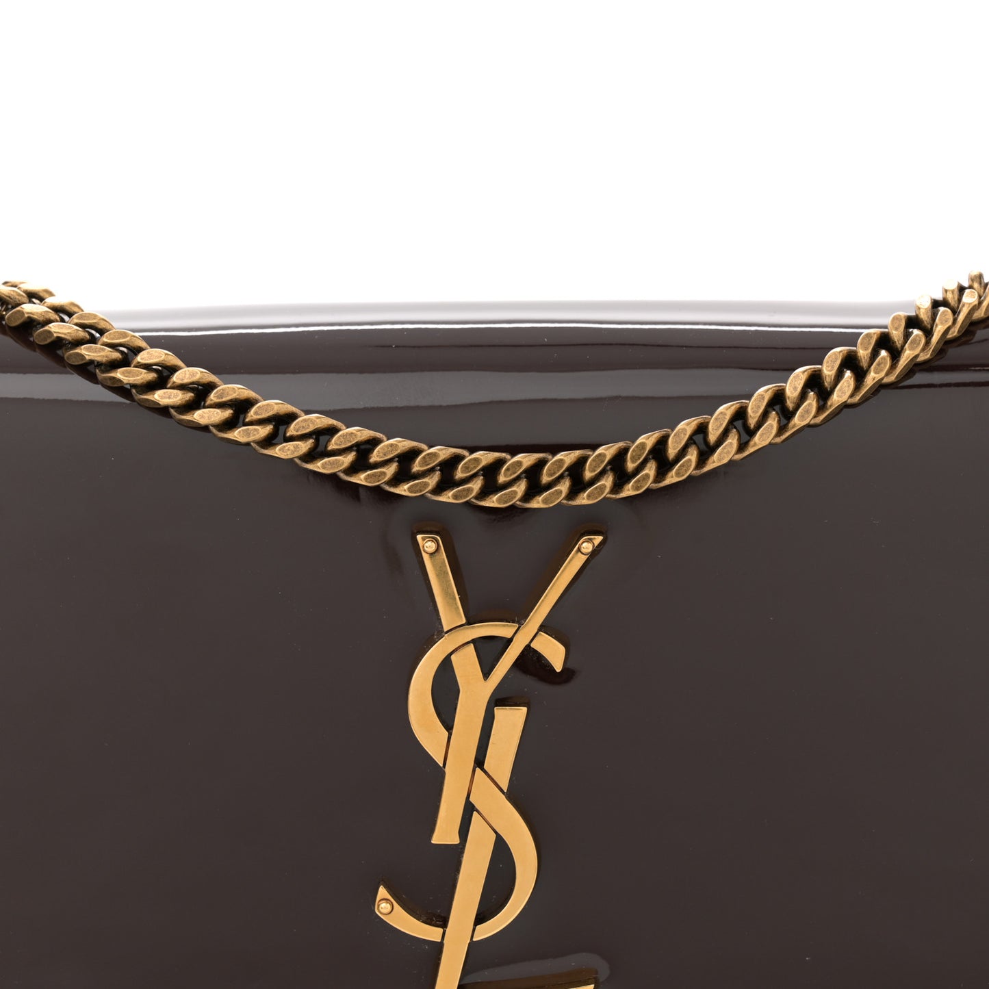 Patent Small Monogram Kate Satchel Spicy Chocolate