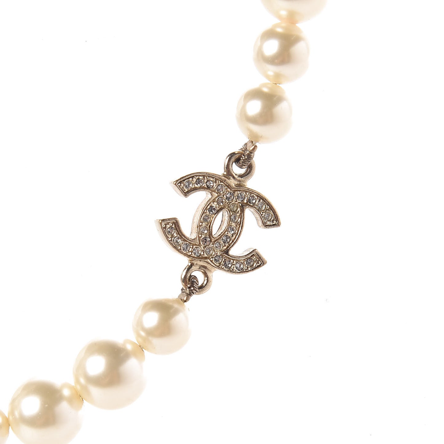 Crystal Pearl CC Short Necklace Gold