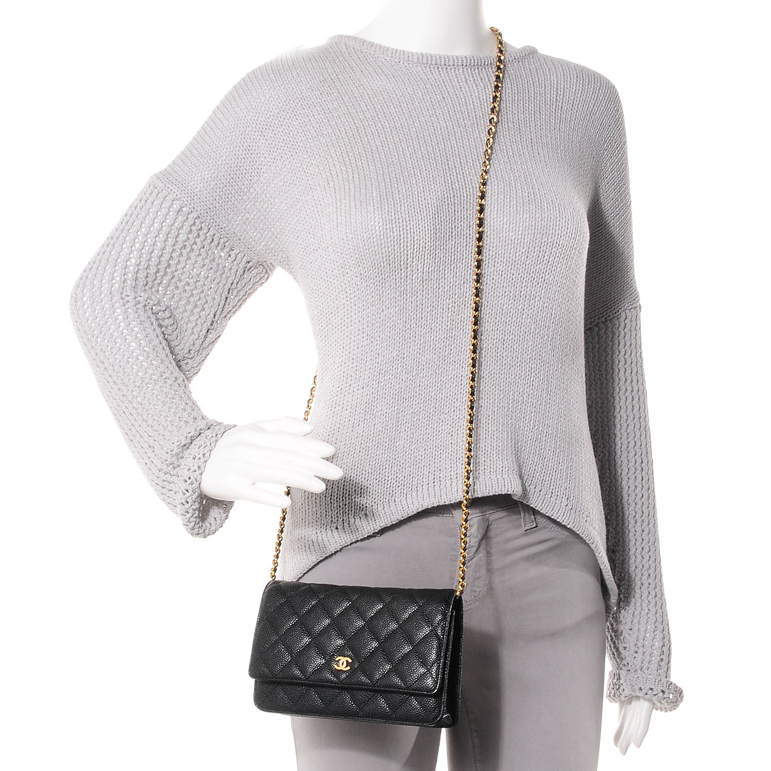 Chanel Caviar Quilted Wallet On Chain WOC Black 2 of 8