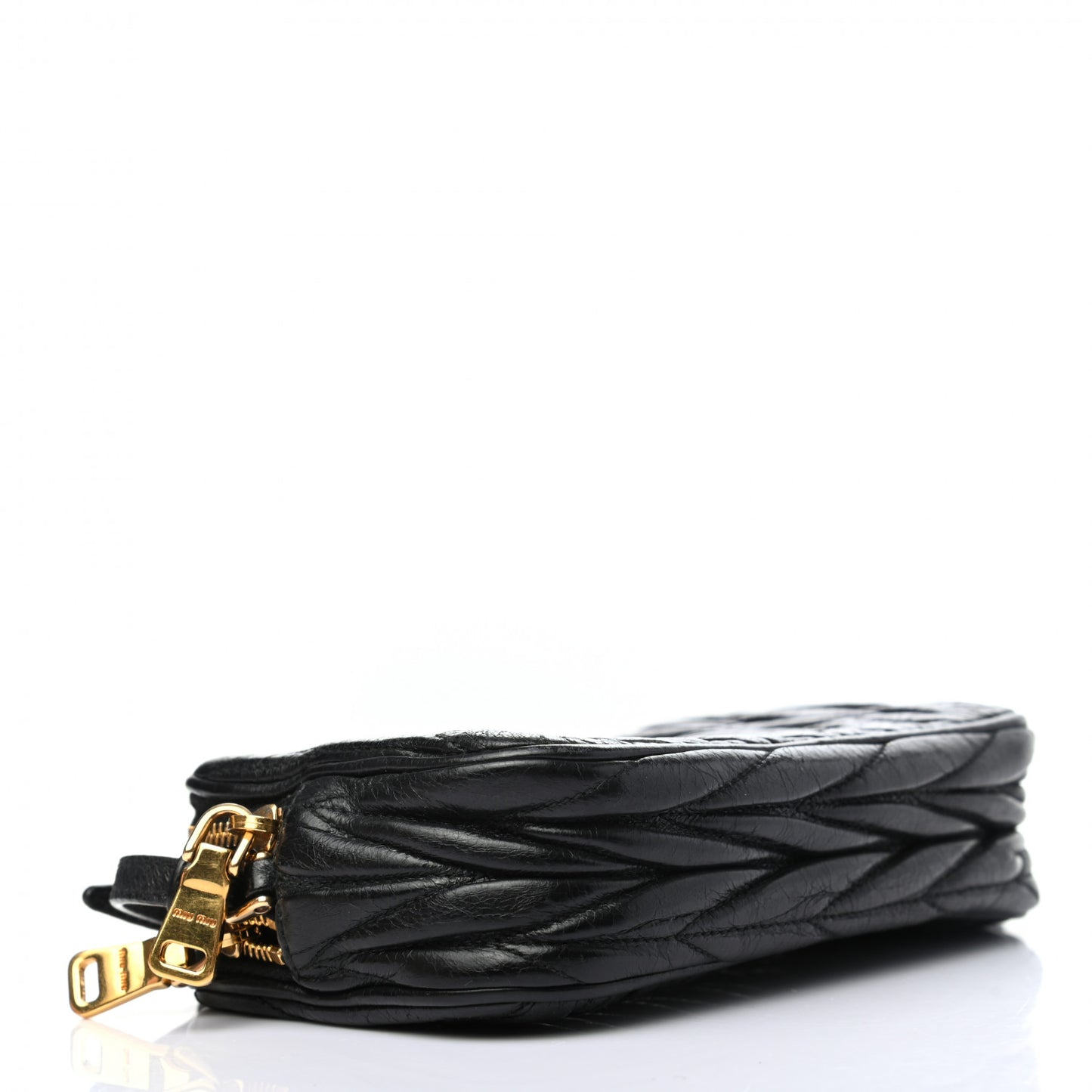 Nappa Matelasse Double Zip Wristlet Black