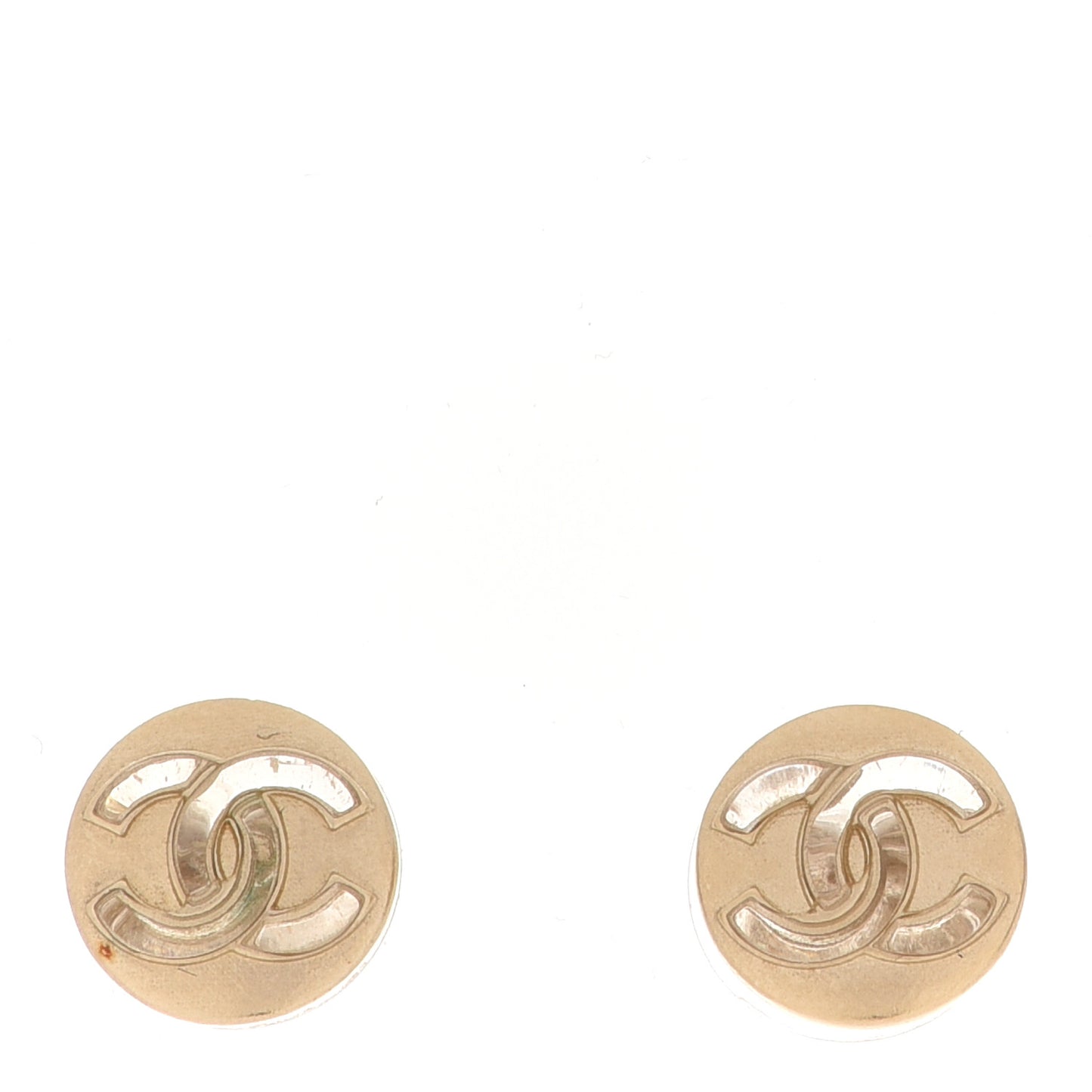 Metal CC Round Earrings Gold