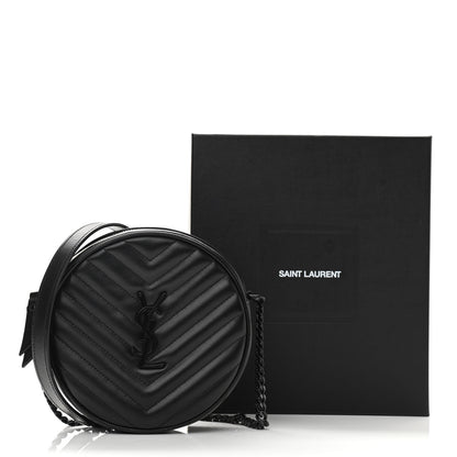 Saint Laurent Calfskin Matelasse Chevron Round Vinyle Camera Bag Black 9 of 9