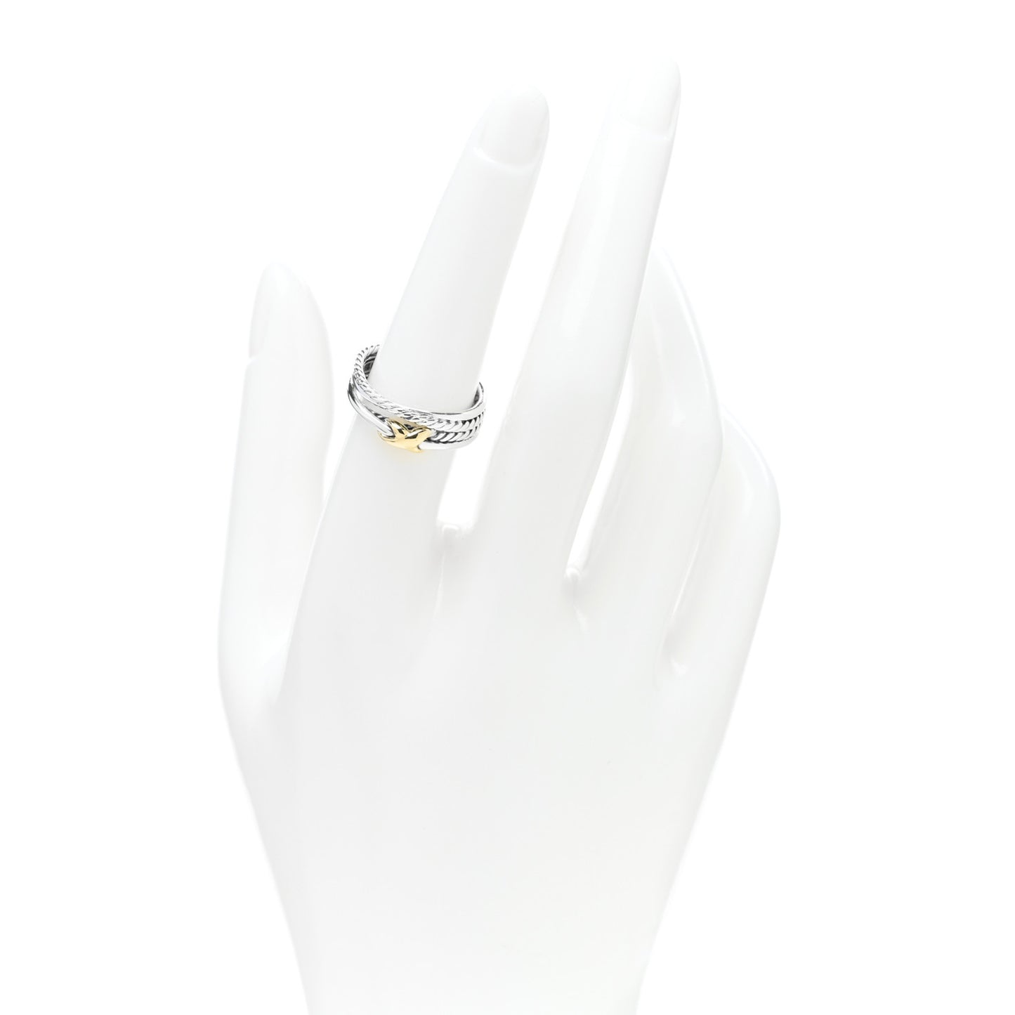 Sterling Silver 18K Yellow Gold 6mm X Crossover Ring 54 7
