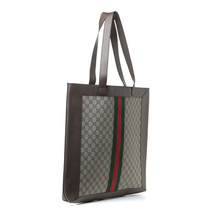 Gucci GG Supreme Monogram Web Large DIY Ophidia Vertical Shopping Tote Brown 3 of 11