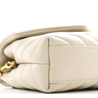 Saint Laurent Calfskin Y Quilted Monogram Toy Loulou Crossbody Bag Crema Soft 10 of 12