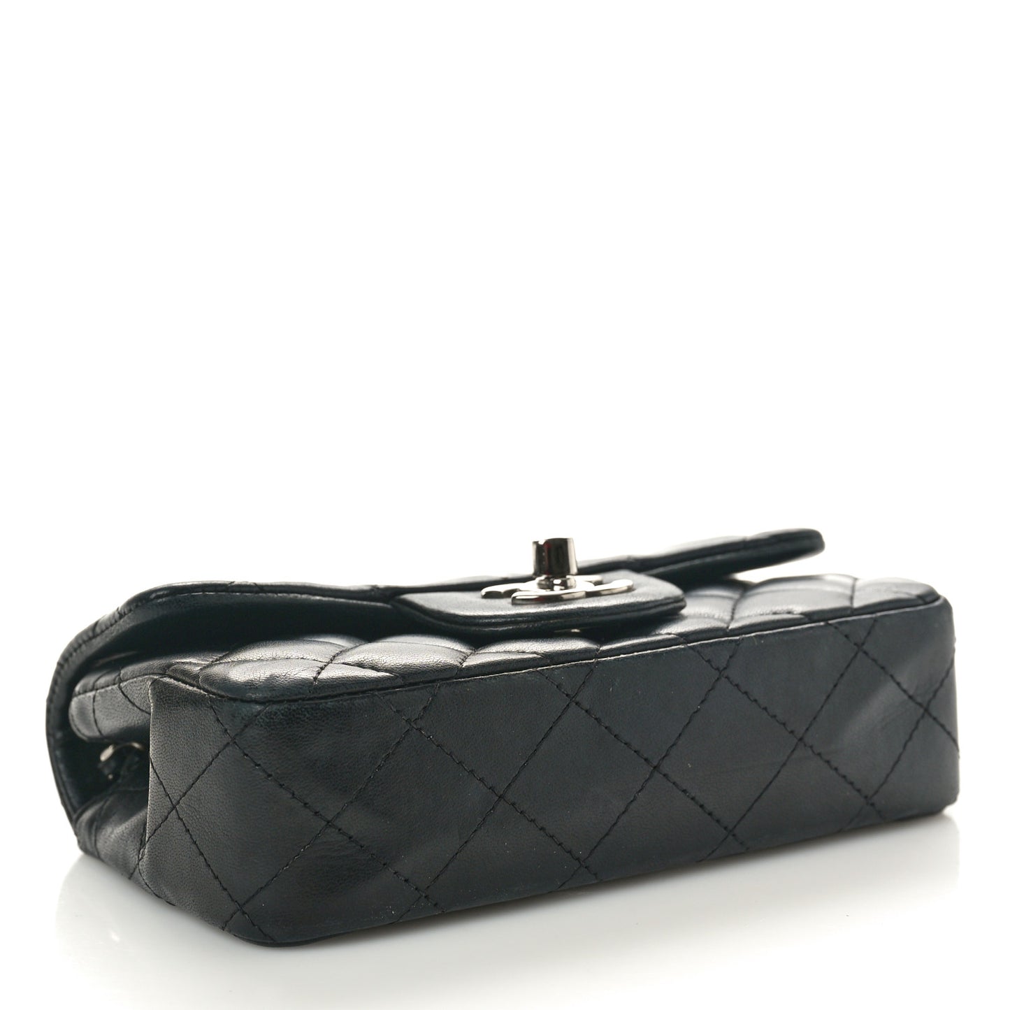 Lambskin Quilted Extra Mini Rectangular Flap Black