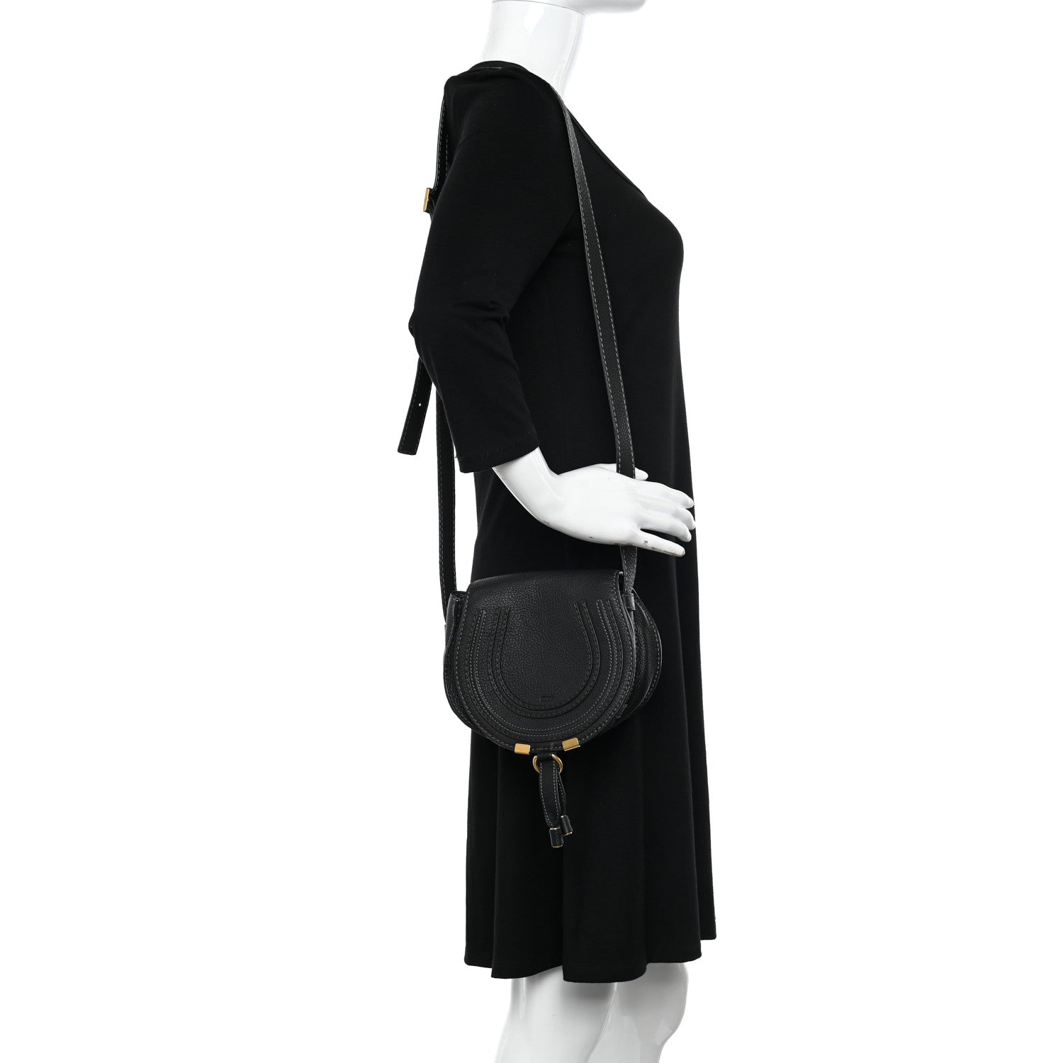 Chloe Grained Calfskin Small Marcie Saddle Bag Black 3 of 10