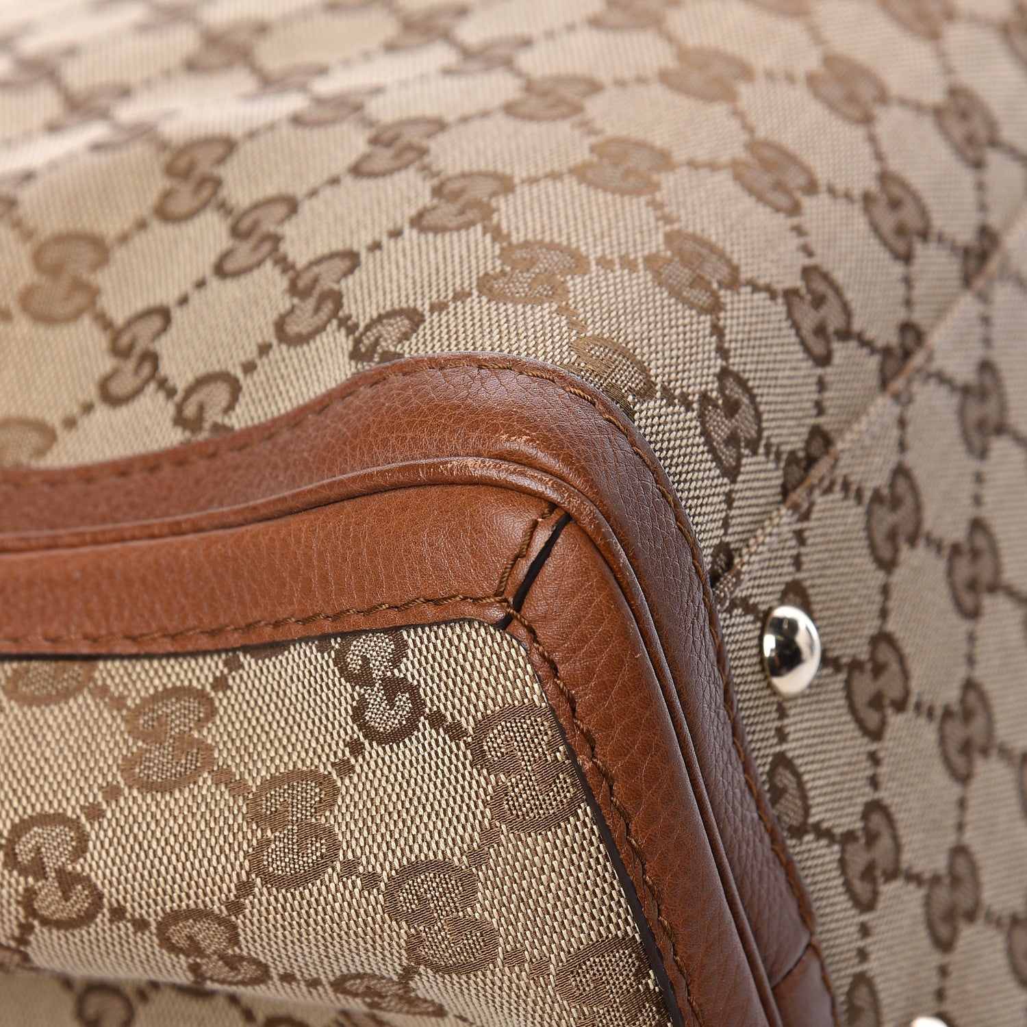 Gucci Monogram Cellarius Calfskin Medium Bella Tote Beige Ebony Cuir 12 of 14