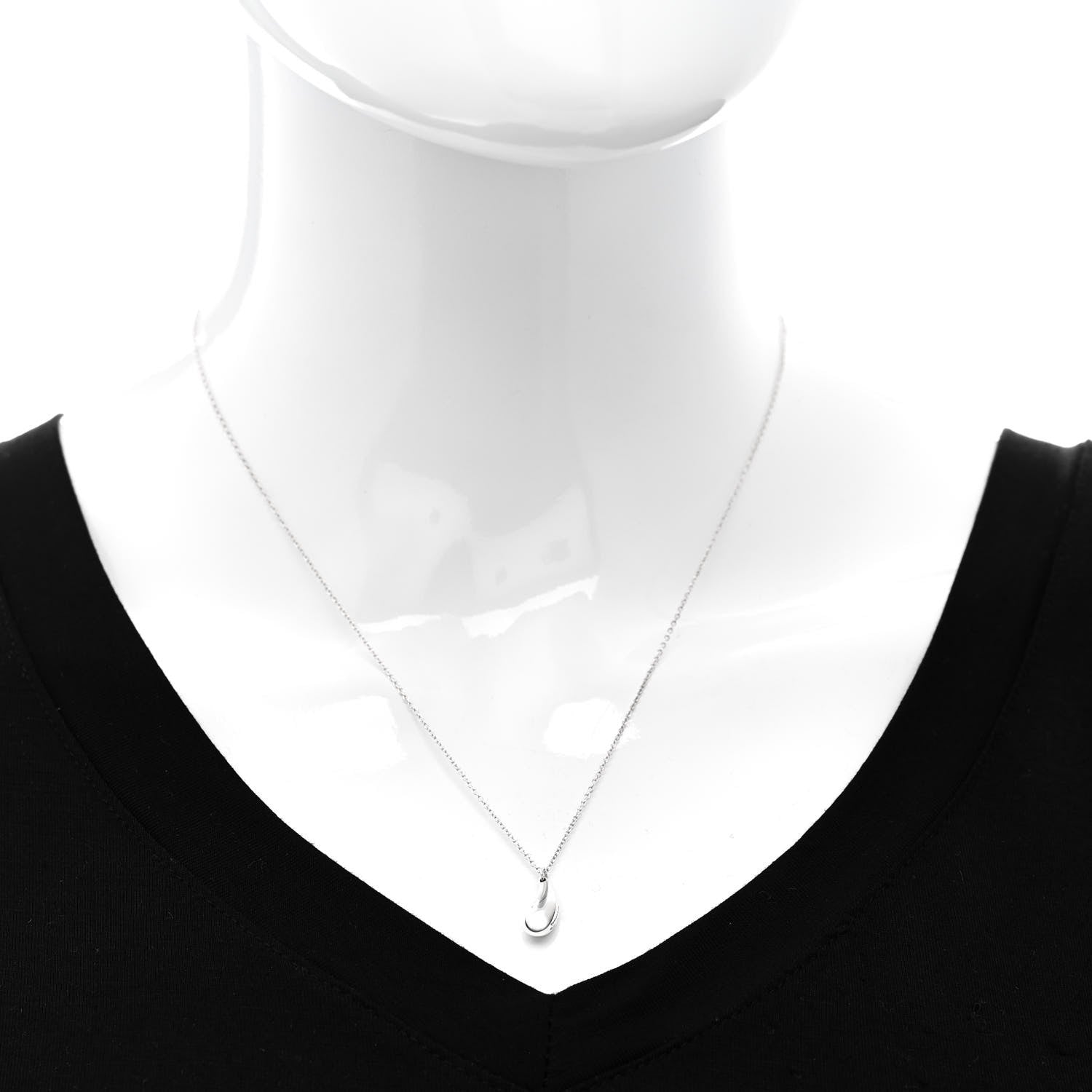 Tiffany Sterling Silver 12mm Elsa Peretti Tear Drop Pendant Necklace 2 of 7