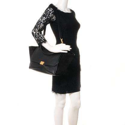 Celine Calfskin and Suede Medium Trapeze Black 2 of 10