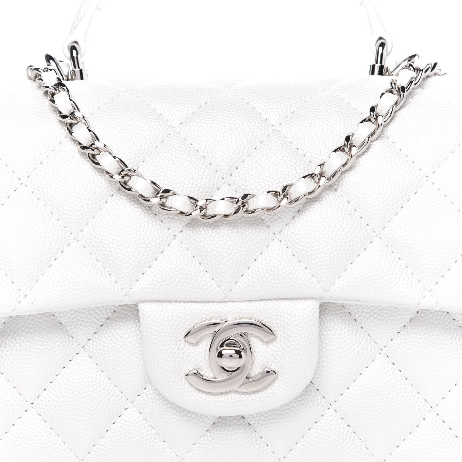 Chanel Iridescent Caviar Quilted Mini Top Handle Rectangular Flap White 10 of 10