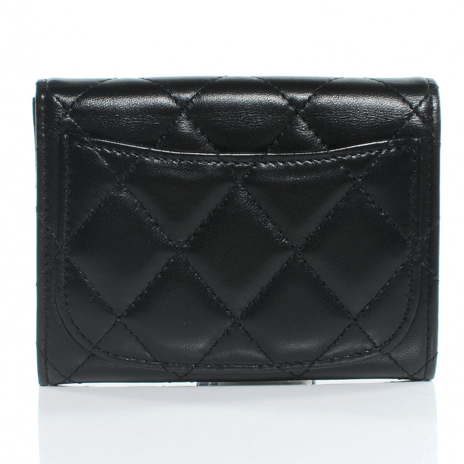 Chanel Lambskin Quilted Small Compact Wallet Black 3 of 10