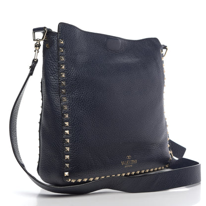Valentino Garavani Pebbled Calfskin Large Rockstud Flip-Lock Messenger Bag Marine 3 of 12