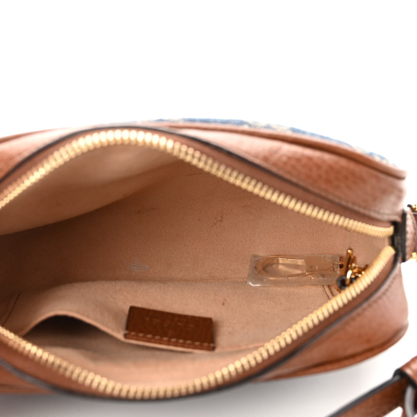 New Denim GG Monogram Dollar Calfskin Mini Ophidia Shoulder Bag Blue Tea Cuir Epilog