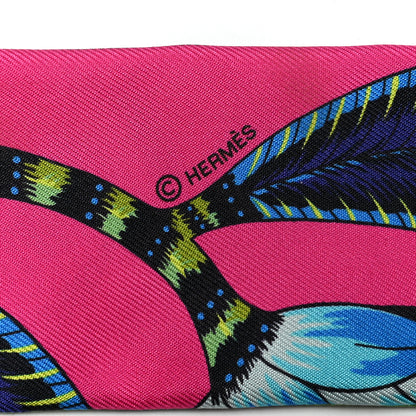 Hermes Silk The Savana Dance Twilly Rose Indien Indigo Vert 4 of 4