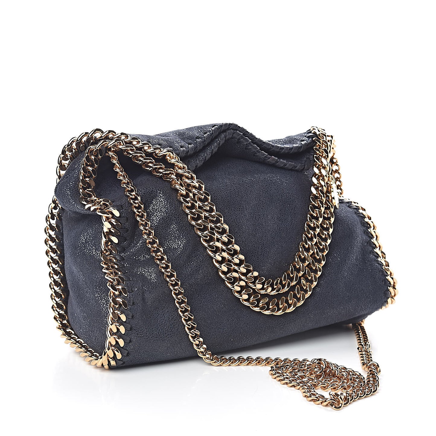 Shaggy Deer Mini Falabella Fold Over Tote Navy