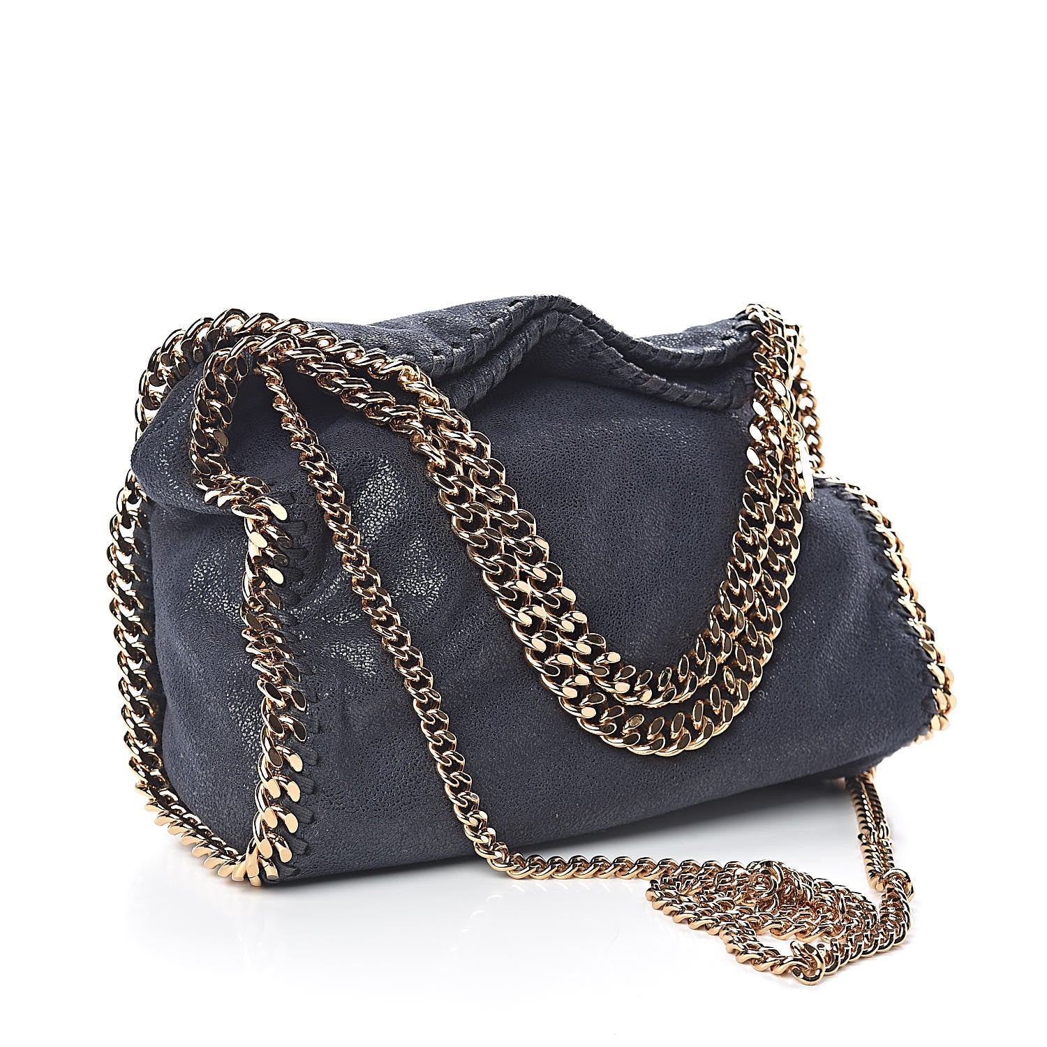 Stella McCartney Shaggy Deer Mini Falabella Fold Over Tote Navy 3 of 10