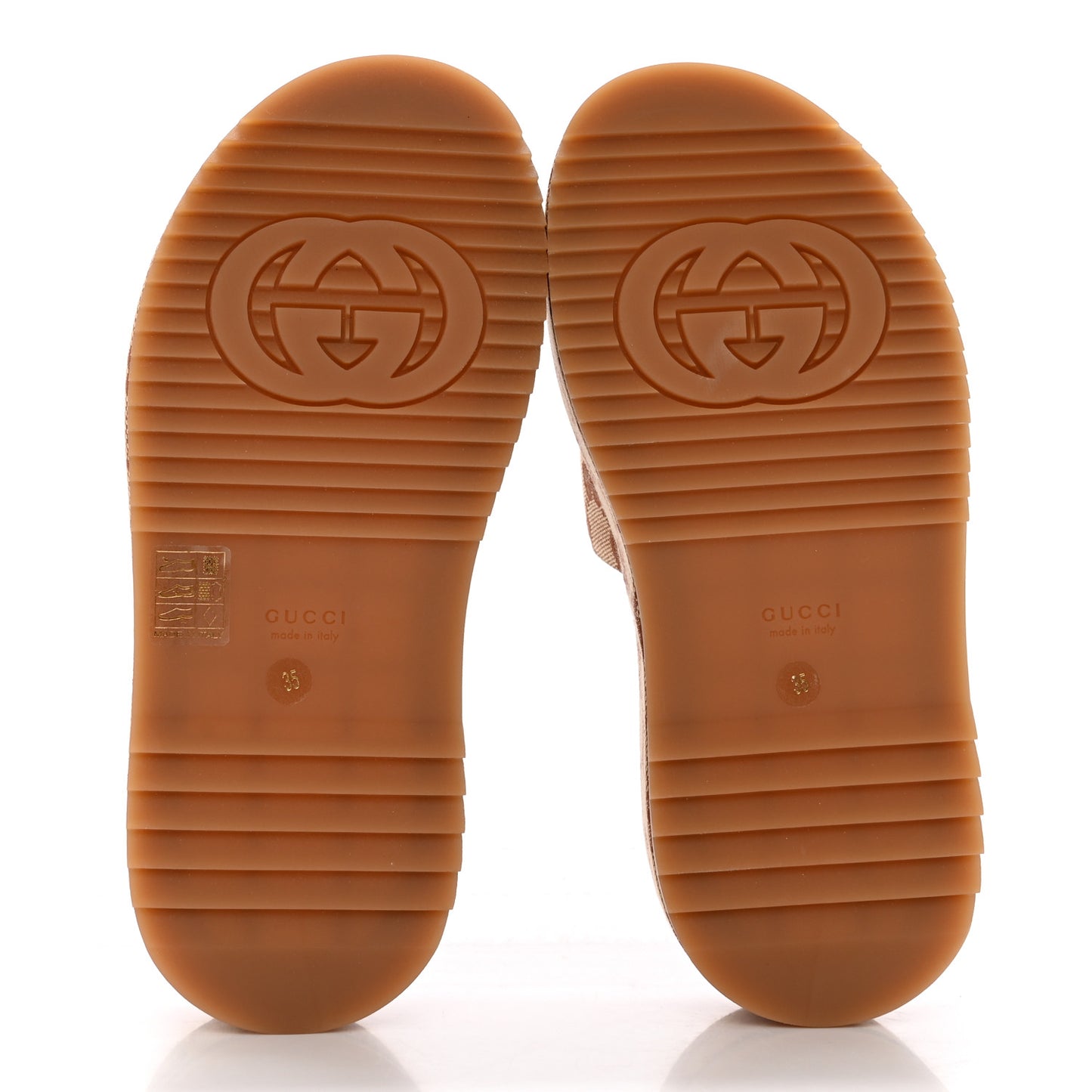 Canvas GG Monogram Angelina Platform Slide Sandals 35 Beige Ruggine