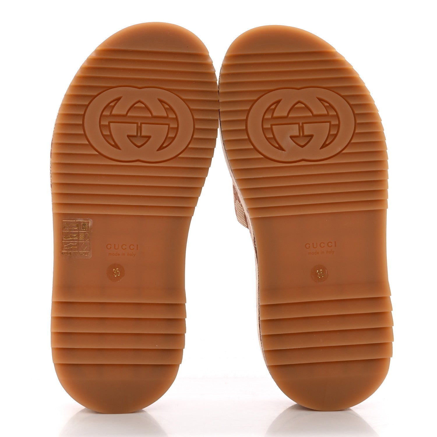 Gucci Canvas GG Monogram Angelina Platform Slide Sandals 35 Beige Ruggine 5 of 10