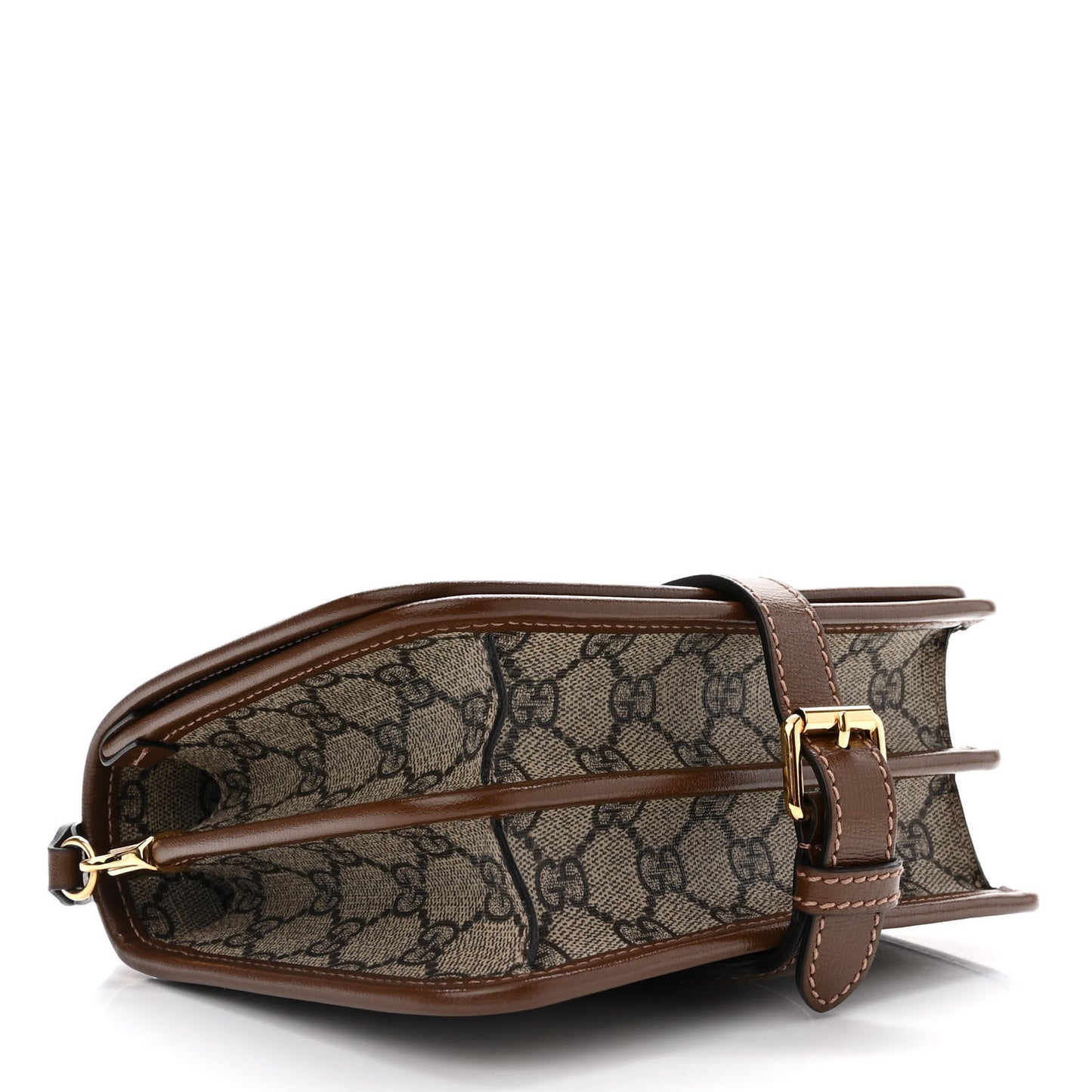 GG Supreme Monogram Azalea Calfskin Mini Retro Interlocking G Flap Shoulder Bag Beige Ebony Brown Sugar