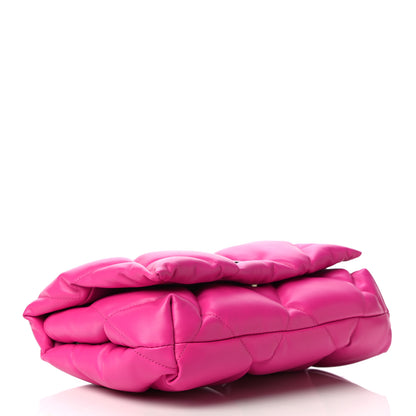 Balenciaga Nappa Calfskin Quilted Touch B Puffy Clutch Fuchsia 4 of 15