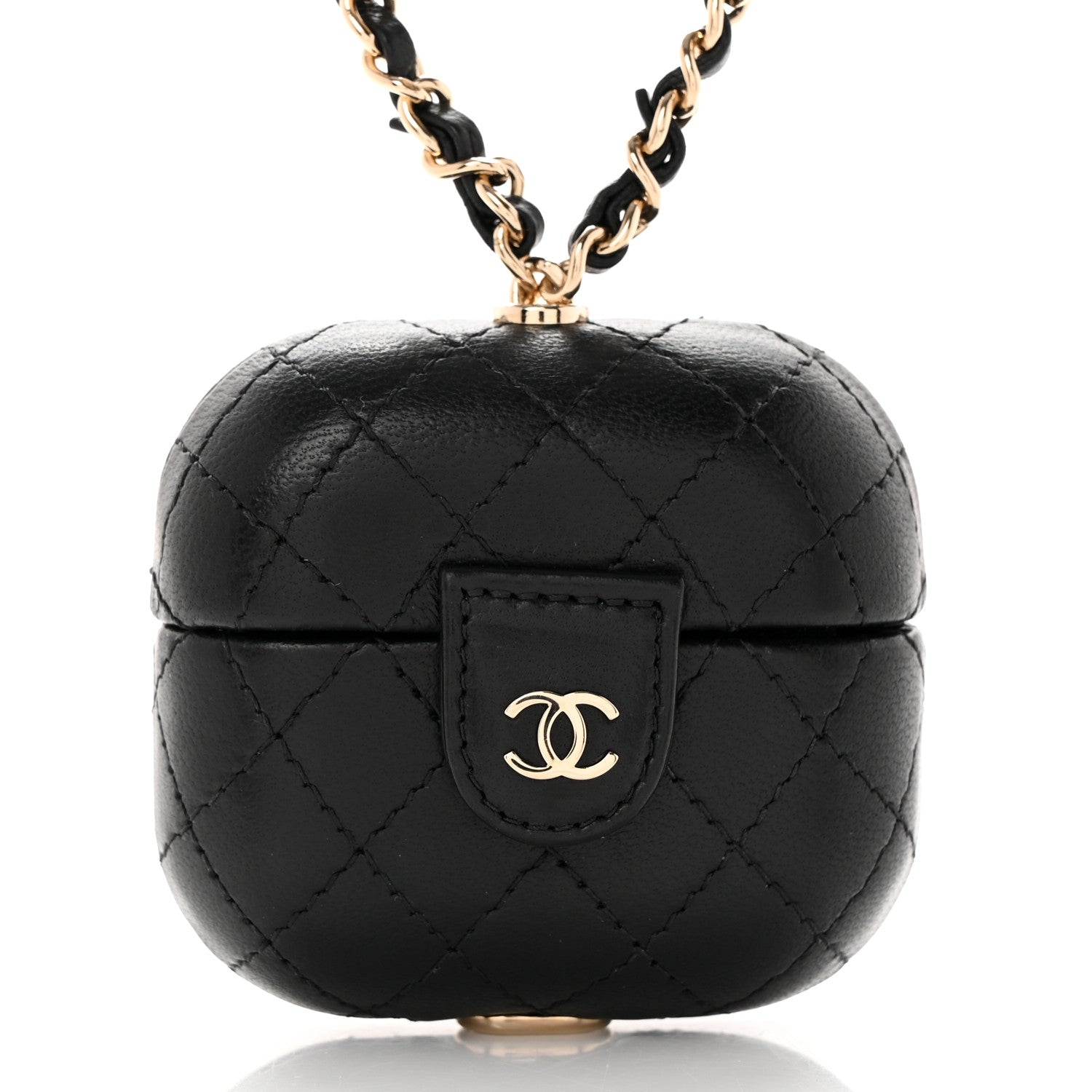 Chanel Lambskin Quilted Airpods Pro Case With Chain Black 2 of 7