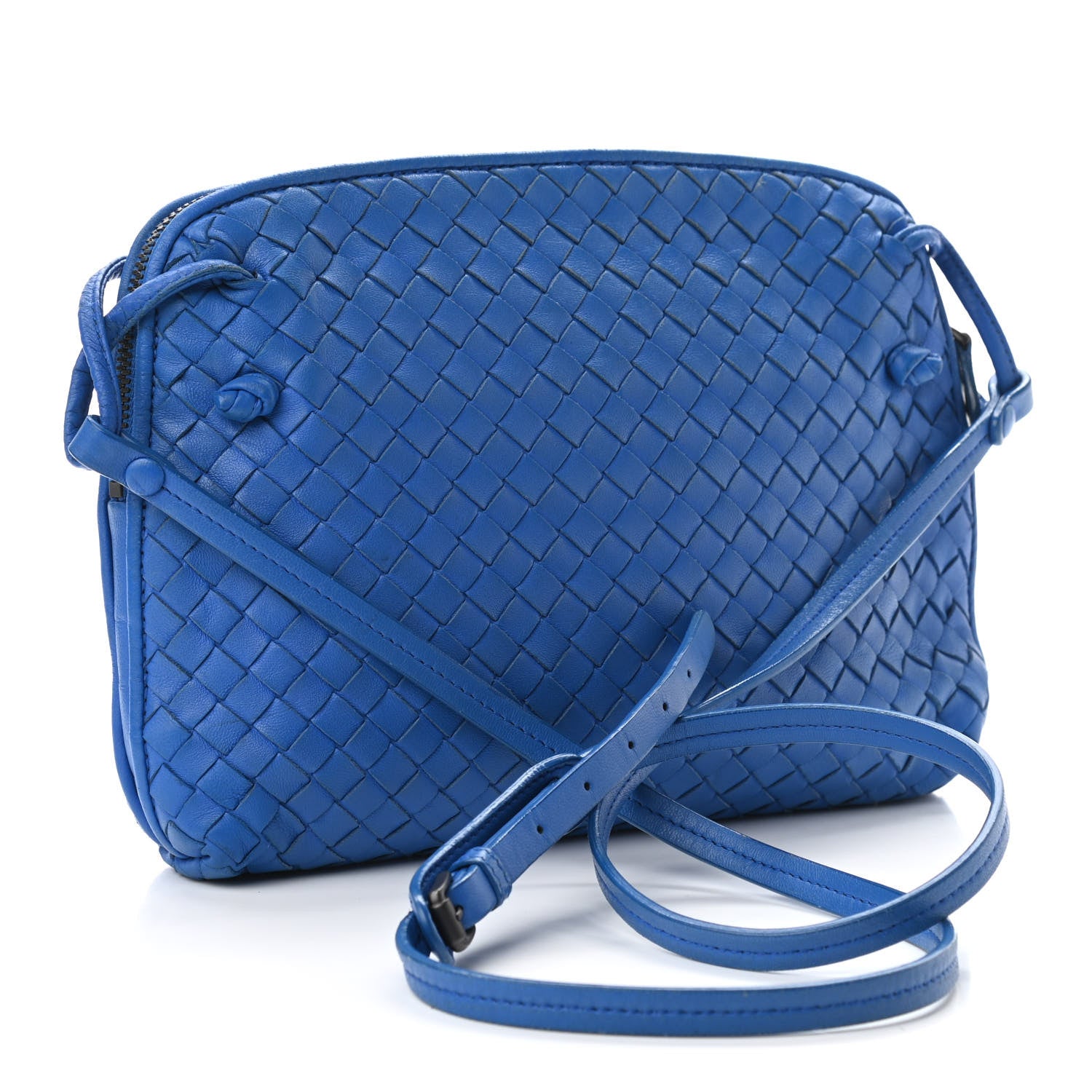 Bottega Veneta Nappa Intrecciato Nodini Crossbody Messenger Blue 3 of 10