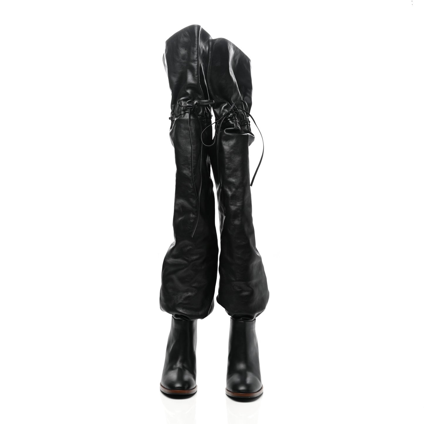Deauville Calfskin Cinched Over The Knee High Boots 37 Black