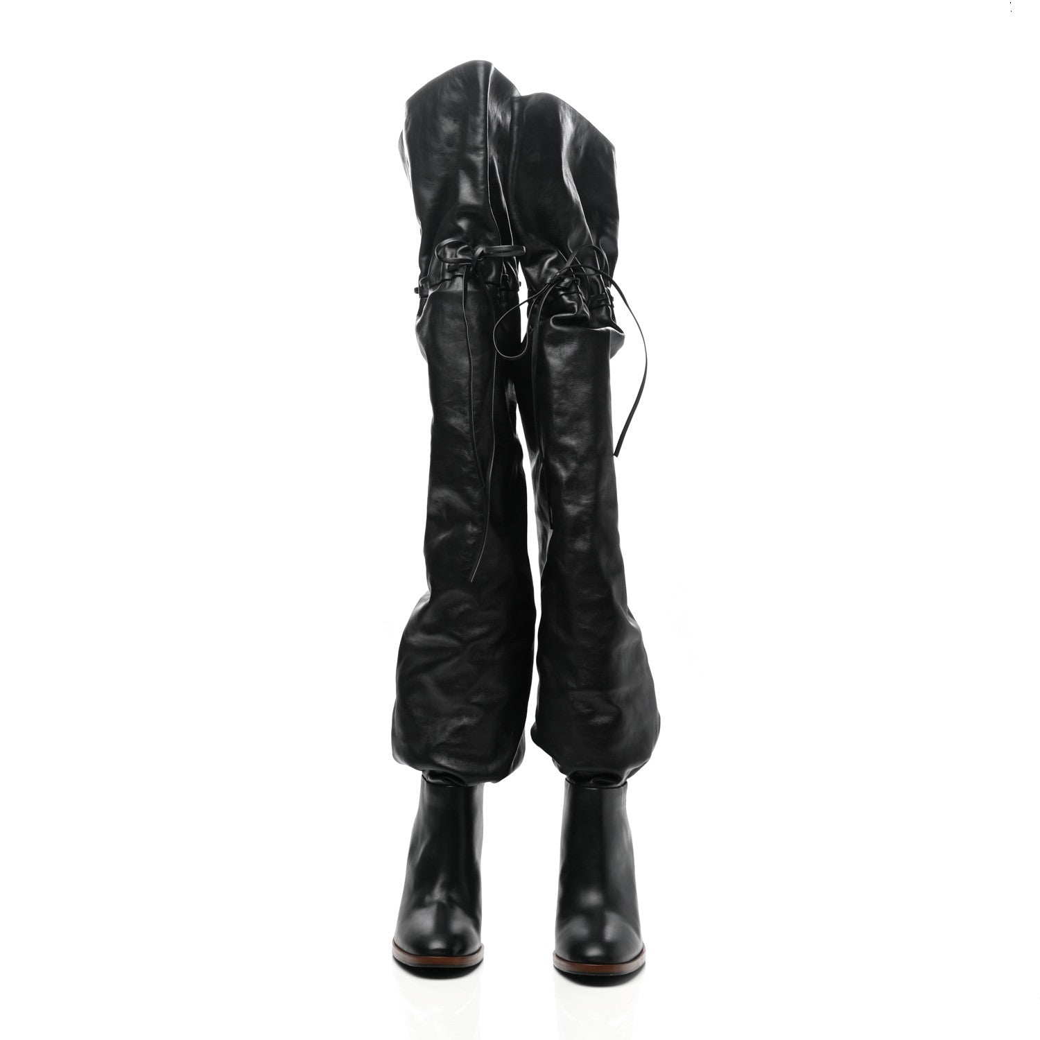 Gucci Deauville Calfskin Cinched Over The Knee High Boots 37 Black 2 of 8