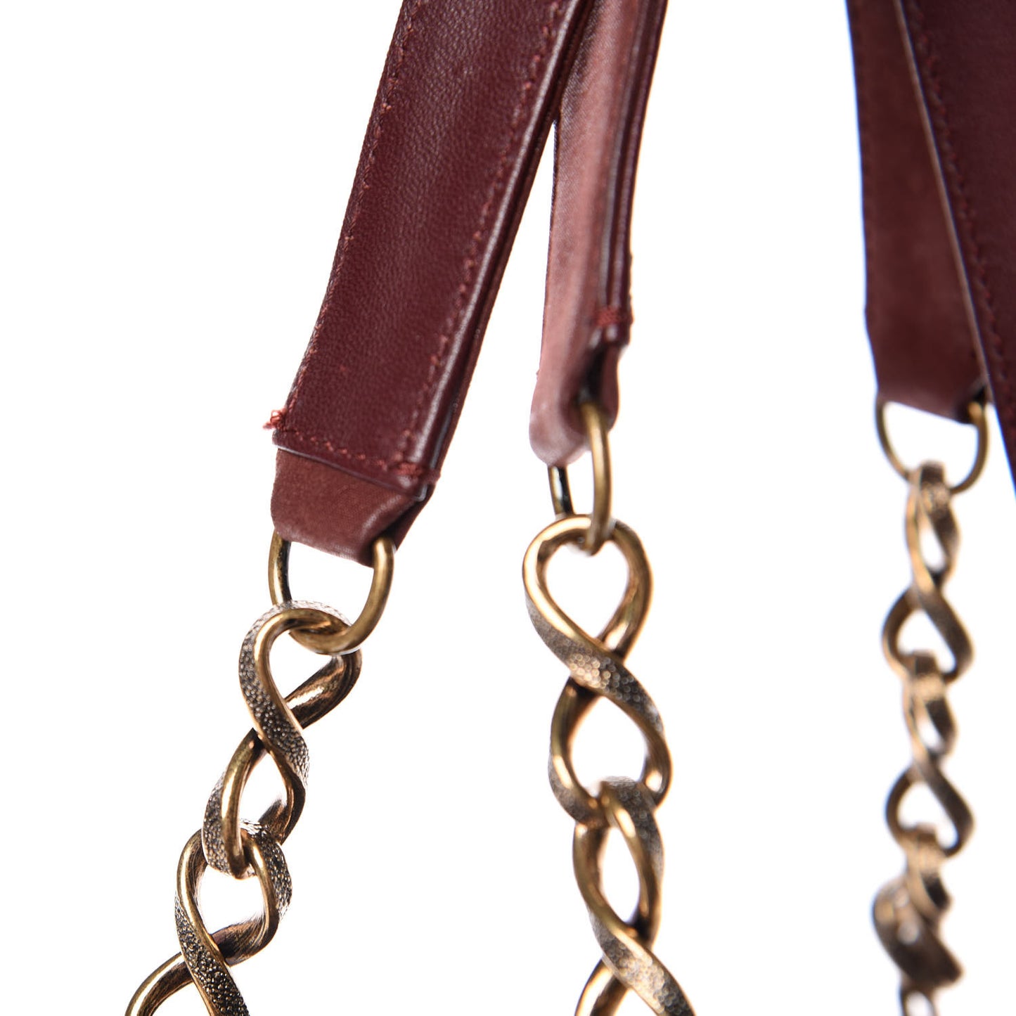 Iridescent Calfskin Chevron Quilted Surpique Tote Burgundy