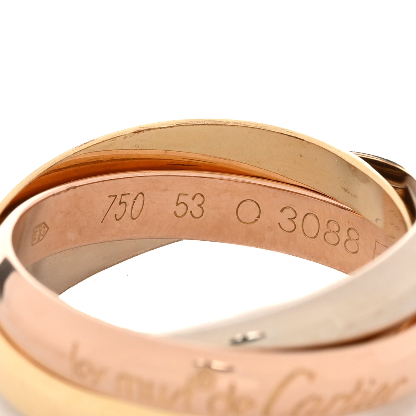 18K Pink Yellow White Gold Classic Les Must De Cartier Trinity Ring 53 6.25