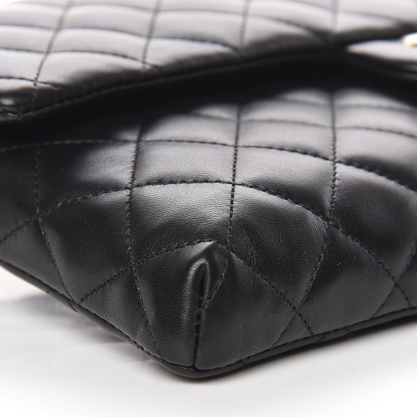 Lambskin Quilted Flap Clutch Black