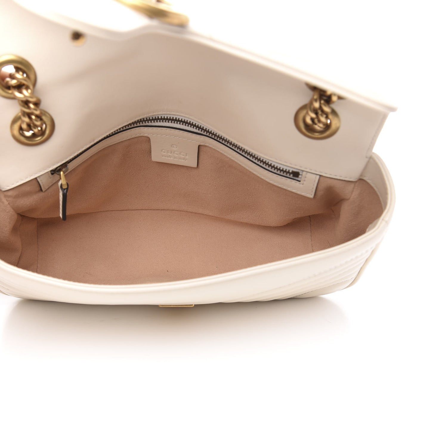 Calfskin Matelasse Small GG Marmont Shoulder Bag White