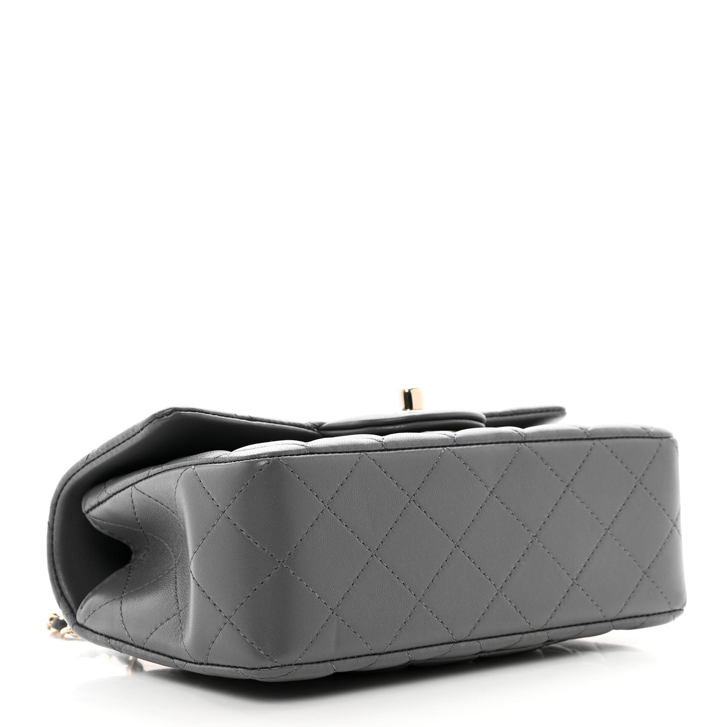 Lambskin Quilted Mini Chain Top Handle Rectangular Flap Grey