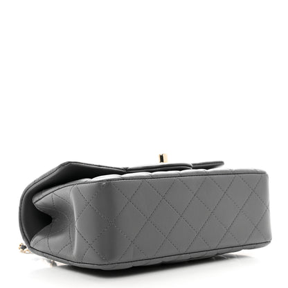 Chanel Lambskin Quilted Mini Chain Top Handle Rectangular Flap Grey 3 of 9