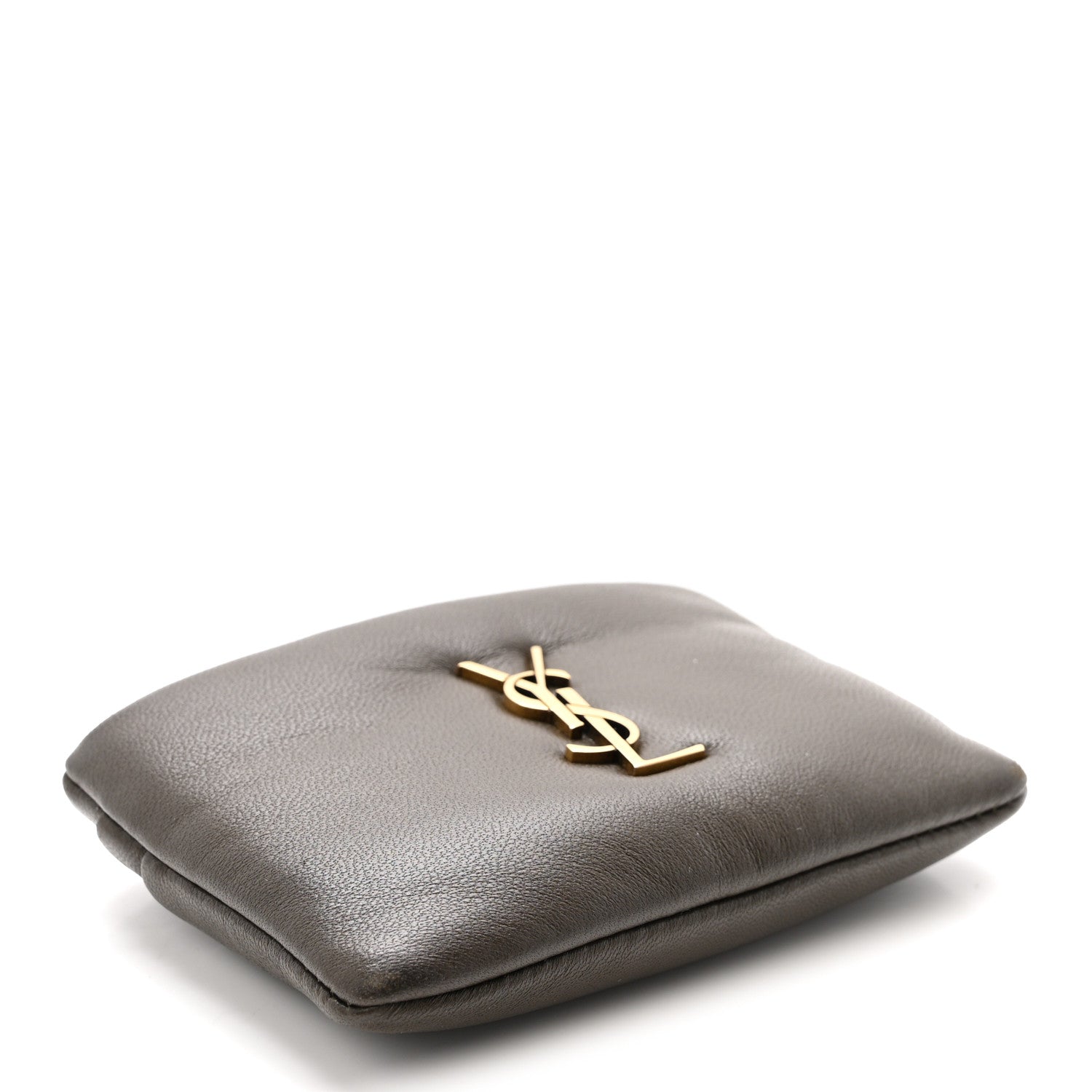 Saint Laurent Padded Lambskin Monogram Zip Card Holder Light Musk 4 of 7
