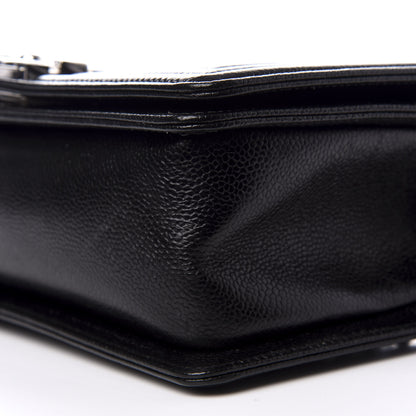 Chanel Caviar Chevron Quilted Medium Boy Flap Black 8 of 9