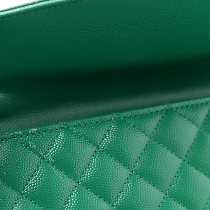 Saint Laurent Grain De Poudre Textured Mixed Matelasse Triquilt Monogram Clutch Green Field 9 of 10