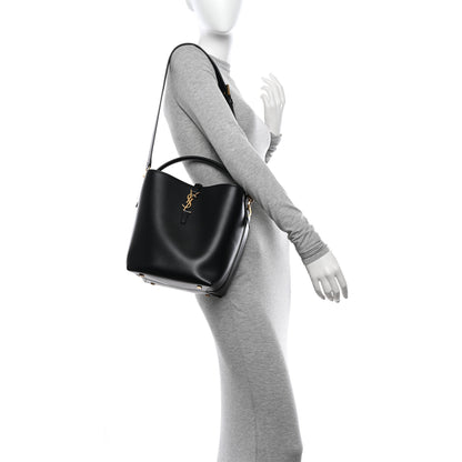 Saint Laurent Smooth Shiny Calfskin Monogram Le 37 Bucket Bag Black 2 of 11
