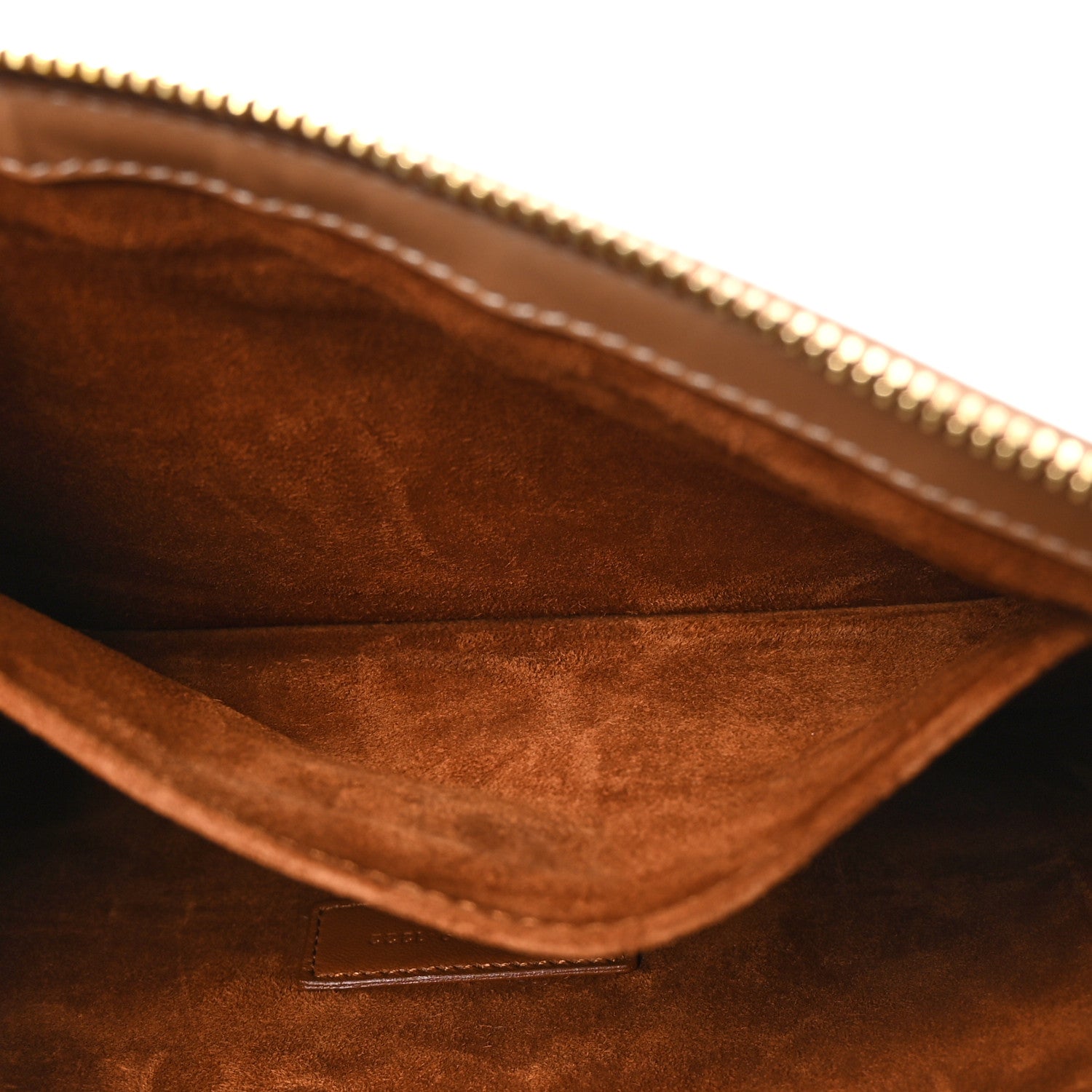 Saint Laurent Calfskin Rive Gauche Zipped Pouch Vintage Brown Gold 6 of 9