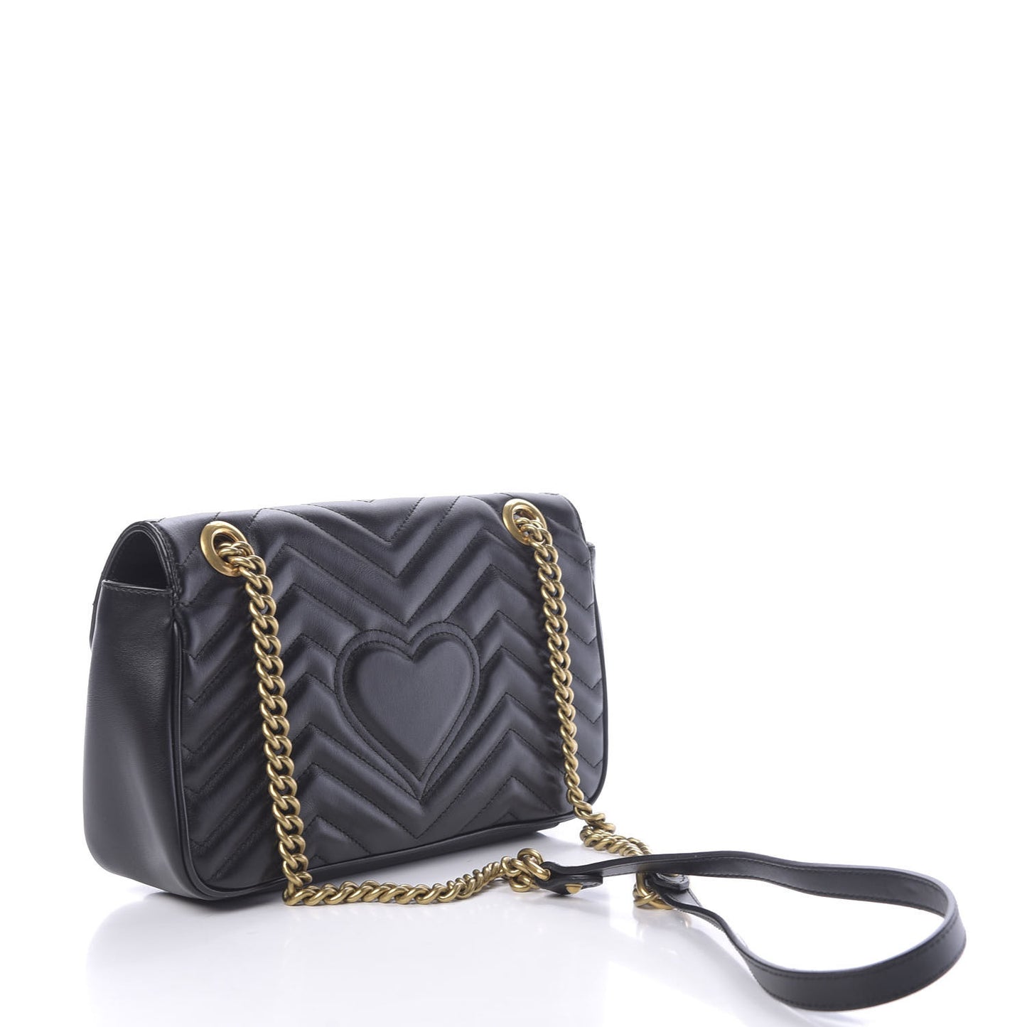 Calfskin Matelasse Small GG Marmont Shoulder Bag Black