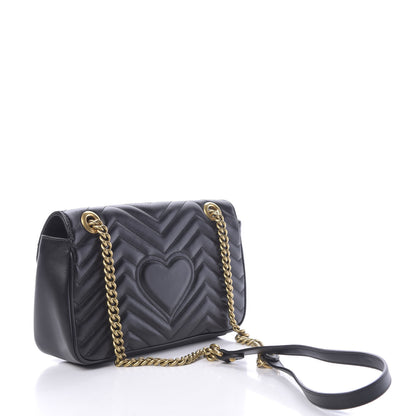 Gucci Calfskin Matelasse Small GG Marmont Shoulder Bag Black 3 of 10