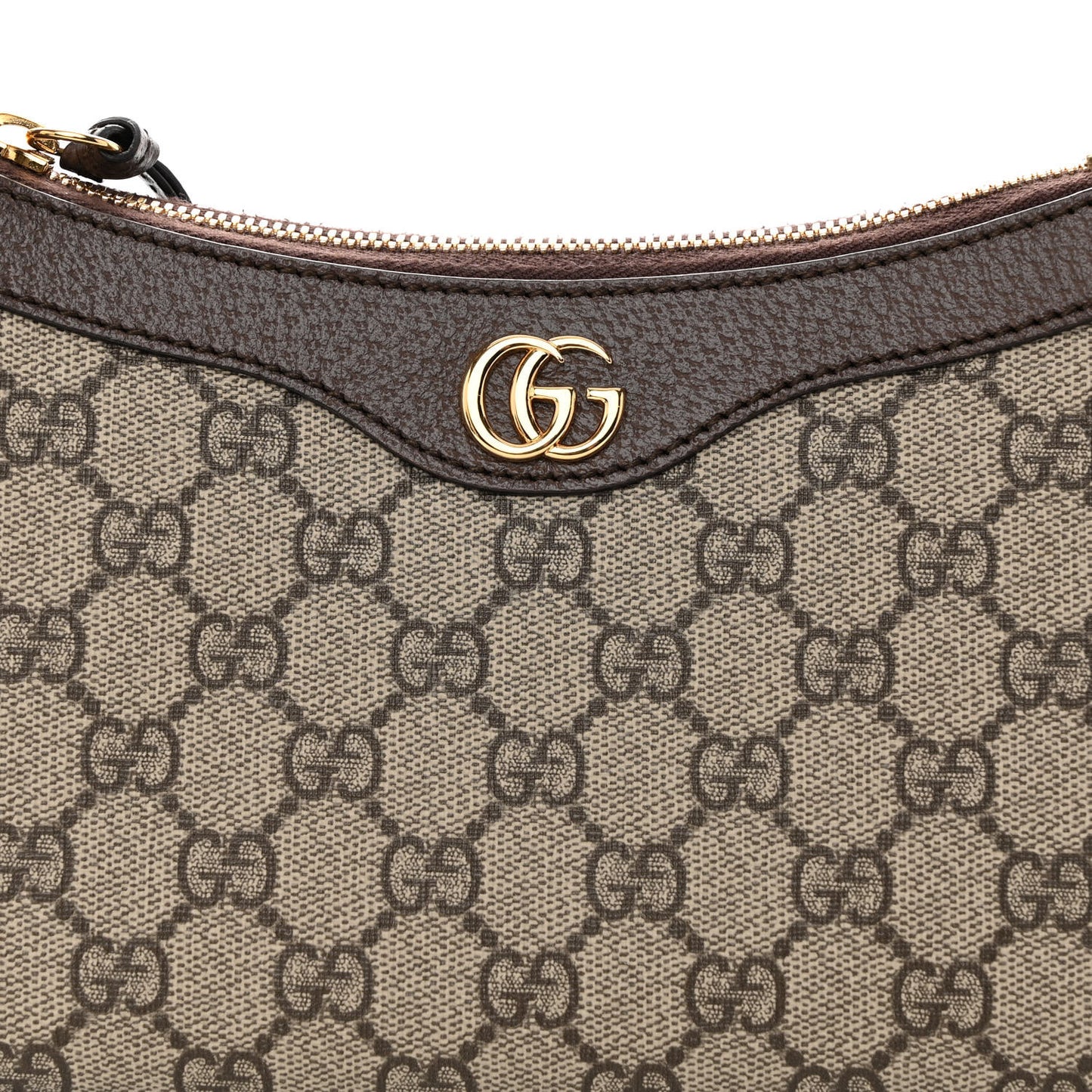 GG Supreme Monogram Textured Dollar Calfskin Small Ophidia Hobo Beige Ebony New Acero