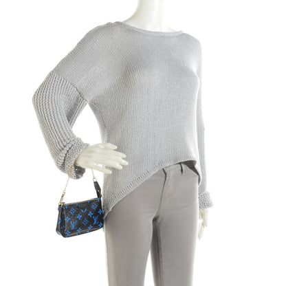 Louis Vuitton Colored Monogram Mini Pochette Accessories Blue Black 2 of 8