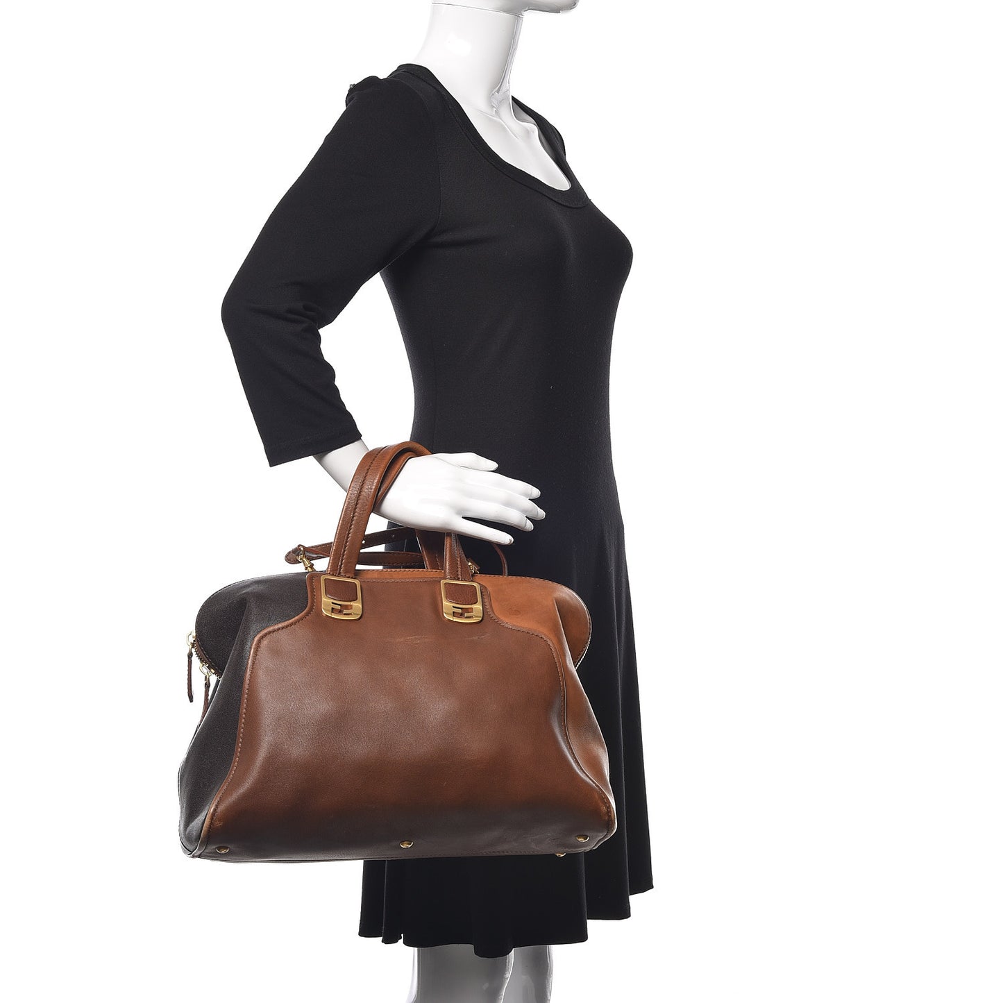 Capra Vitello Saddle Colorblock Large Chameleon Tote Moro Biscotto