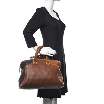 Fendi Capra Vitello Saddle Colorblock Large Chameleon Tote Moro Biscotto 2 of 22