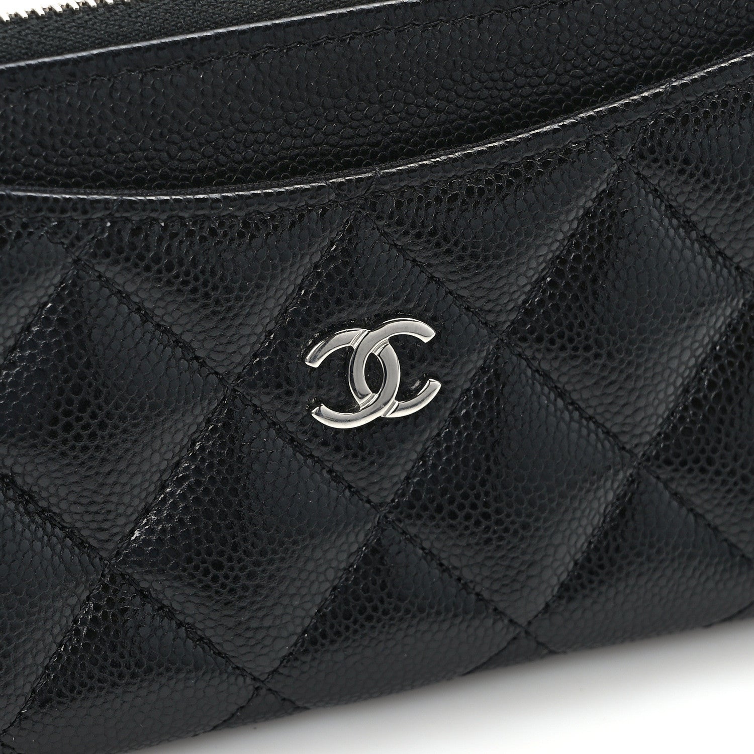 Chanel Caviar Quilted CC Zip Around Card Holder Black 7 of 8