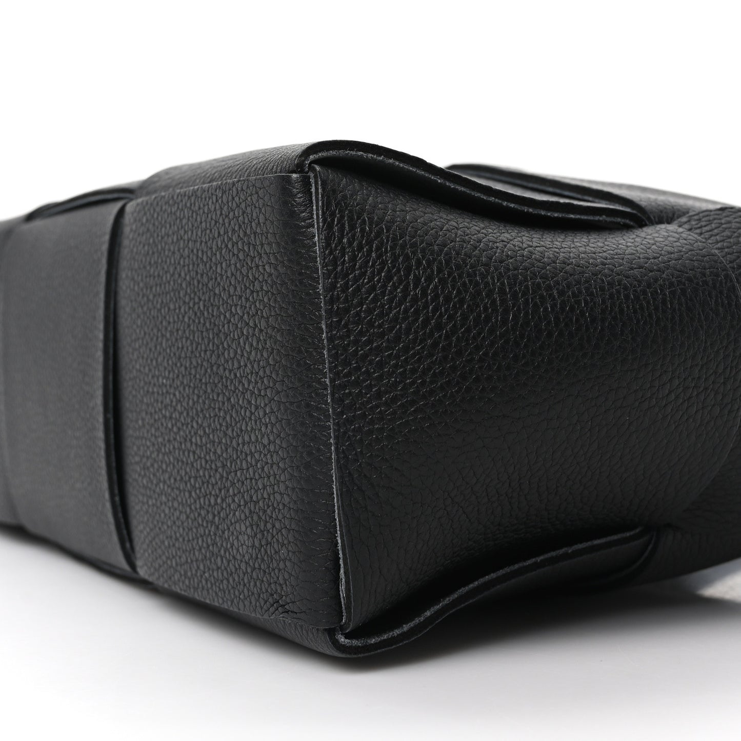 Grained Calfskin Intrecciato Mini Arco Tote Black